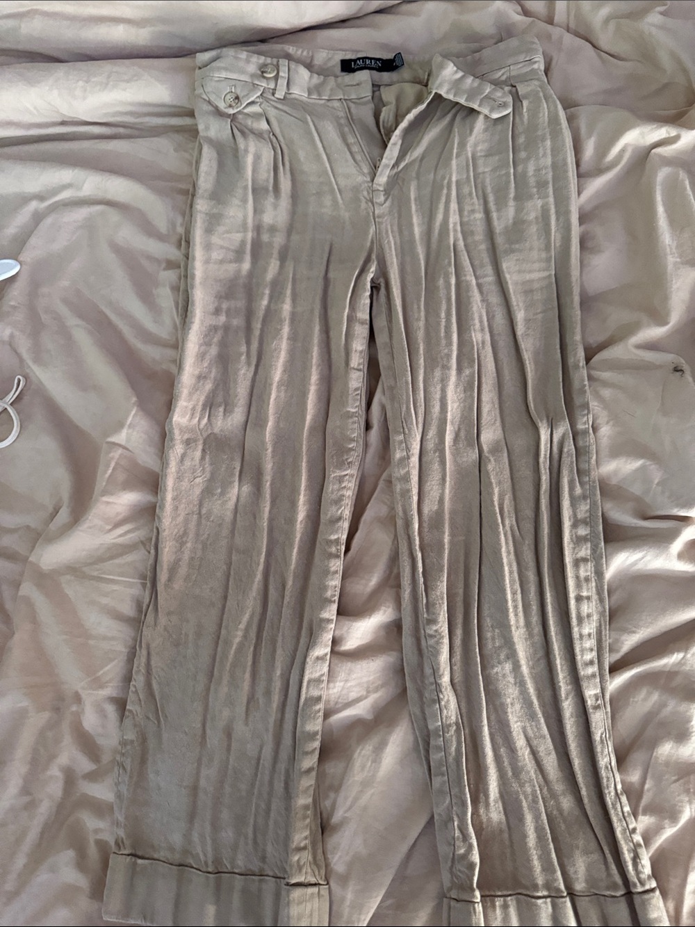 Lauren Ralph Lauren Beige Wide-Leg Pants